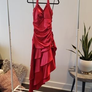 Red assymetric prom dress